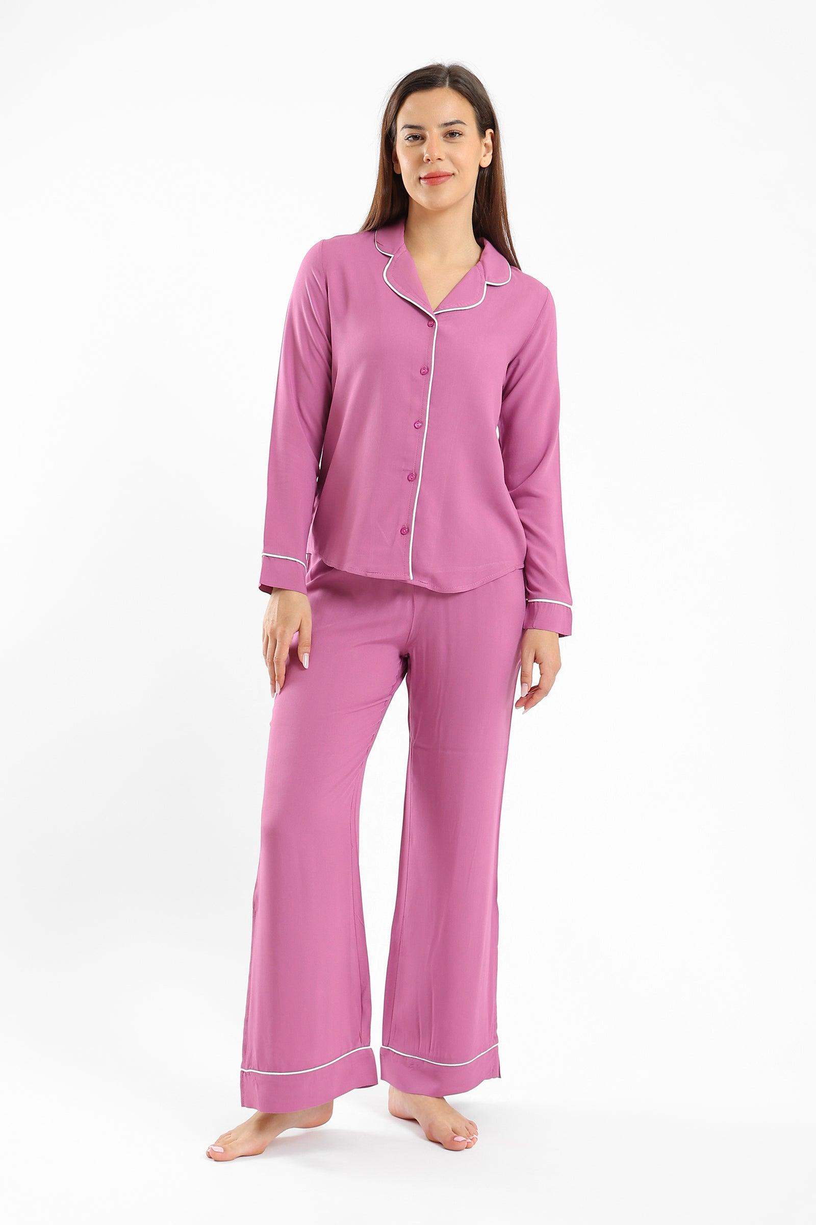 Purple Long Sleeves Pyjama Set - Carina - ÙƒØ§Ø±ÙŠÙ†Ø§