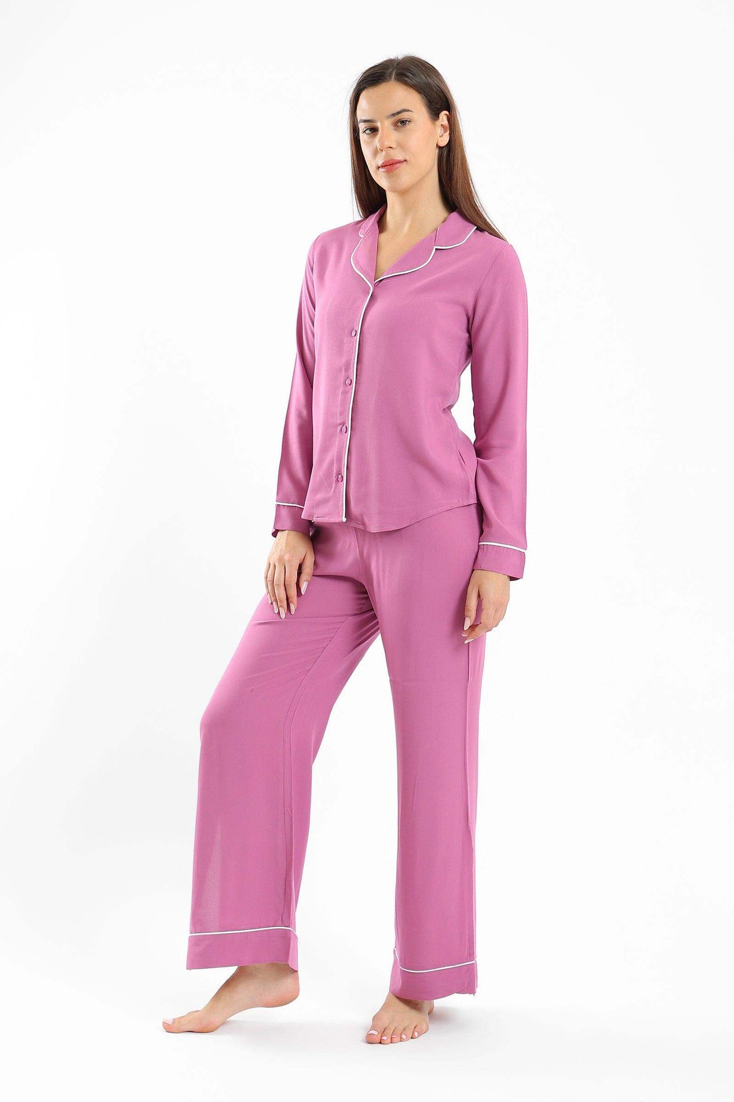 Purple Long Sleeves Pyjama Set - Carina - ÙƒØ§Ø±ÙŠÙ†Ø§