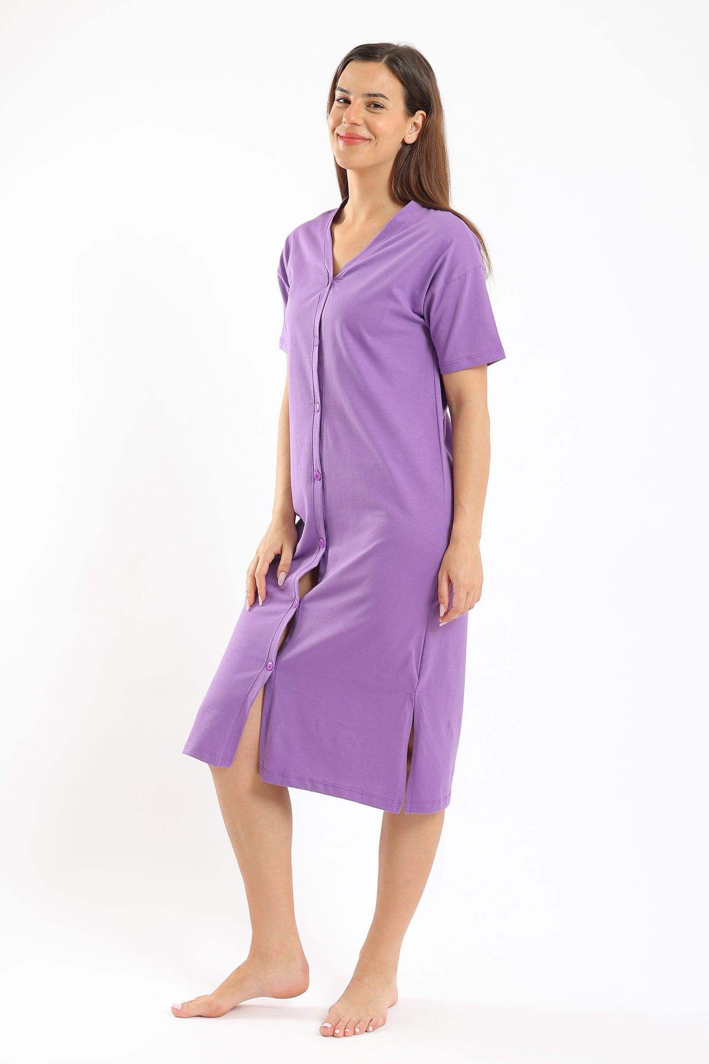 Purple V-Neck Dress - Carina - ÙƒØ§Ø±ÙŠÙ†Ø§