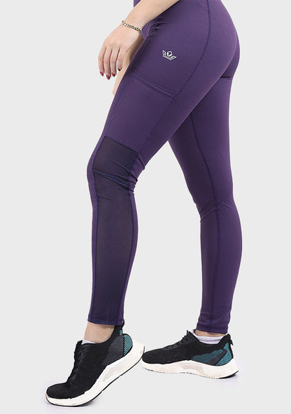 Poly-Spandex High-Waist Sports Leggings – Purple