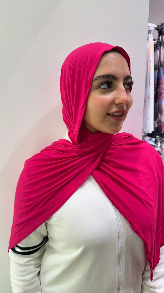 Cotton Lycra Plain Hijab – Hot Pink