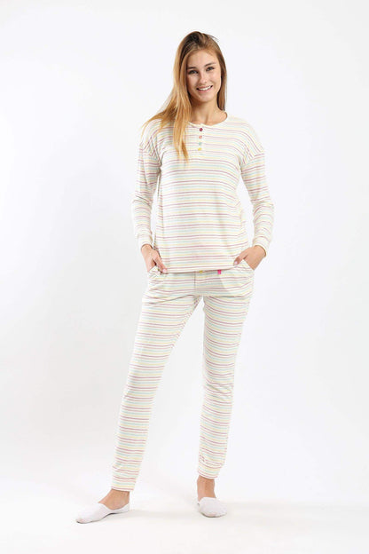 Pyjama Set with Colored Stripes - Carina - ÙƒØ§Ø±ÙŠÙ†Ø§