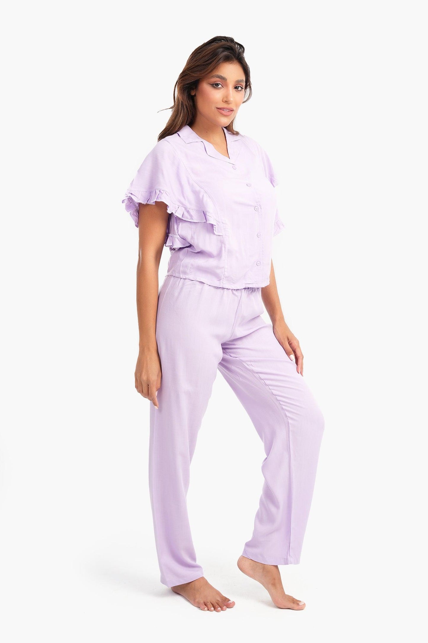 Pyjama Set with Ruffled Sleeves - Carina - ÙƒØ§Ø±ÙŠÙ†Ø§