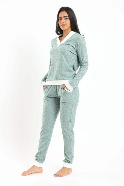 Pyjama Set with White Ribbed Edges - Carina - ÙƒØ§Ø±ÙŠÙ†Ø§