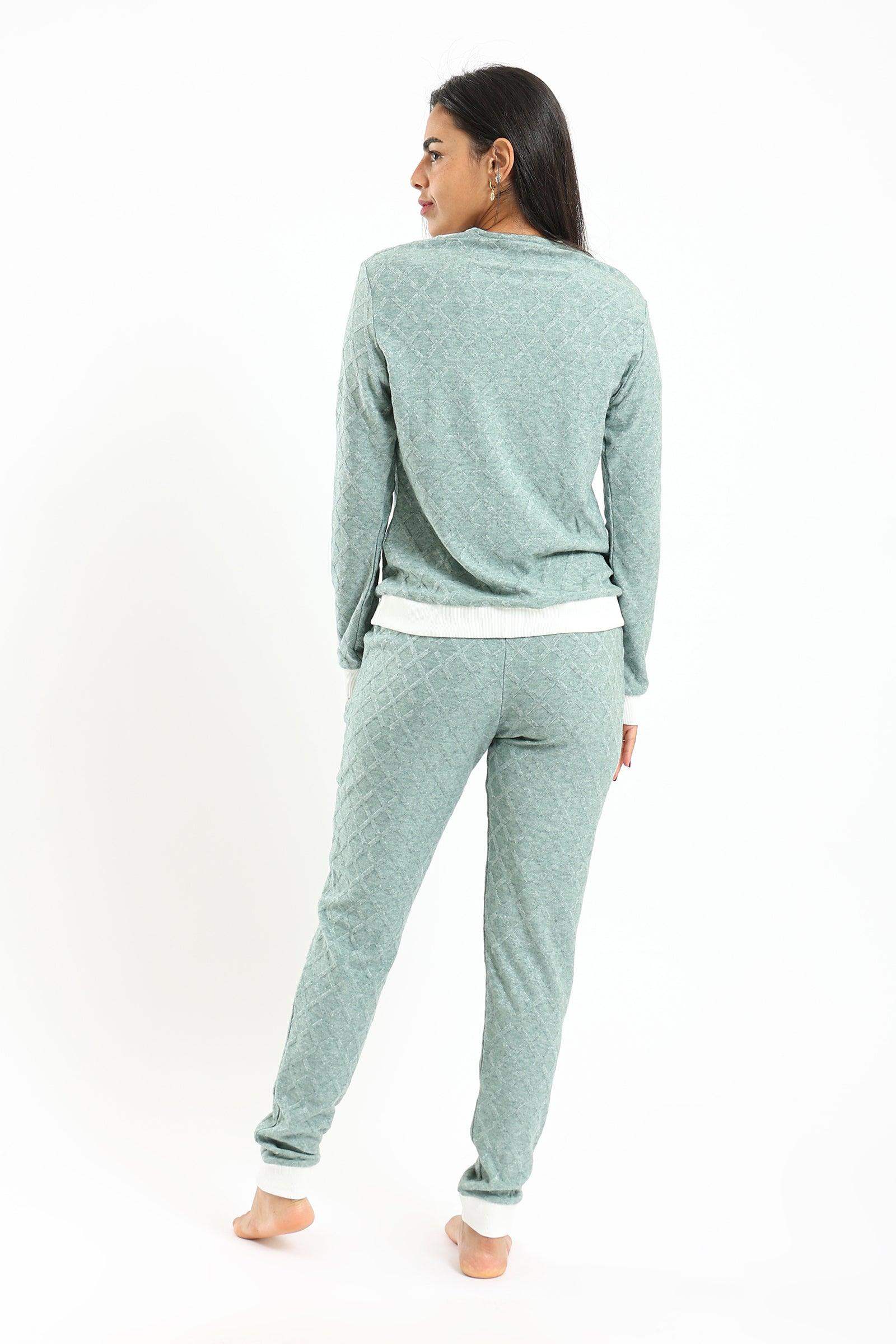 Pyjama Set with White Ribbed Edges - Carina - ÙƒØ§Ø±ÙŠÙ†Ø§