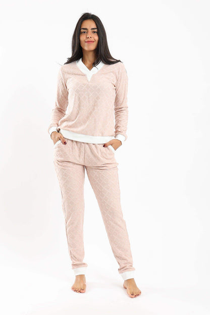 Pyjama Set with White Ribbed Edges - Carina - ÙƒØ§Ø±ÙŠÙ†Ø§