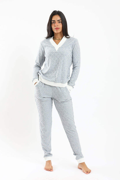 Pyjama Set with White Ribbed Edges - Carina - ÙƒØ§Ø±ÙŠÙ†Ø§