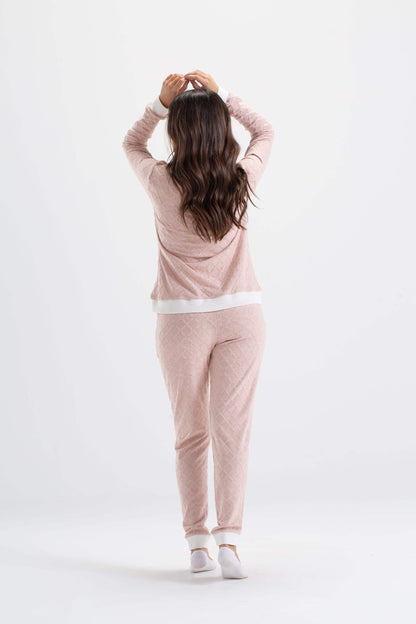 Pyjama Set with White Ribbed Edges - Carina - ÙƒØ§Ø±ÙŠÙ†Ø§