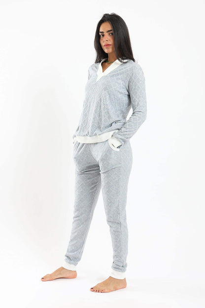 Pyjama Set with White Ribbed Edges - Carina - ÙƒØ§Ø±ÙŠÙ†Ø§