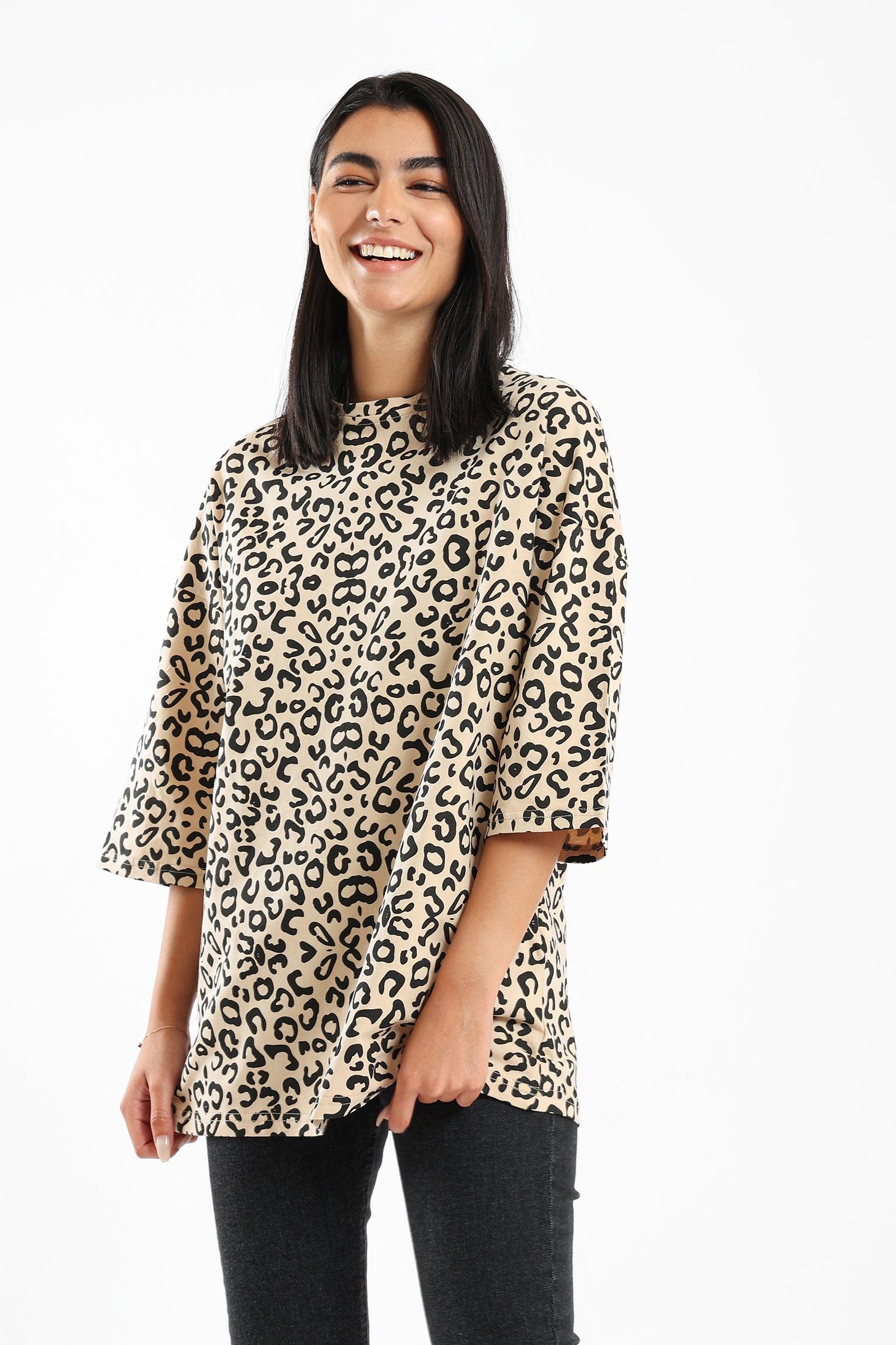 Relaxed Leopard Printed T-shirt - Clue Wear