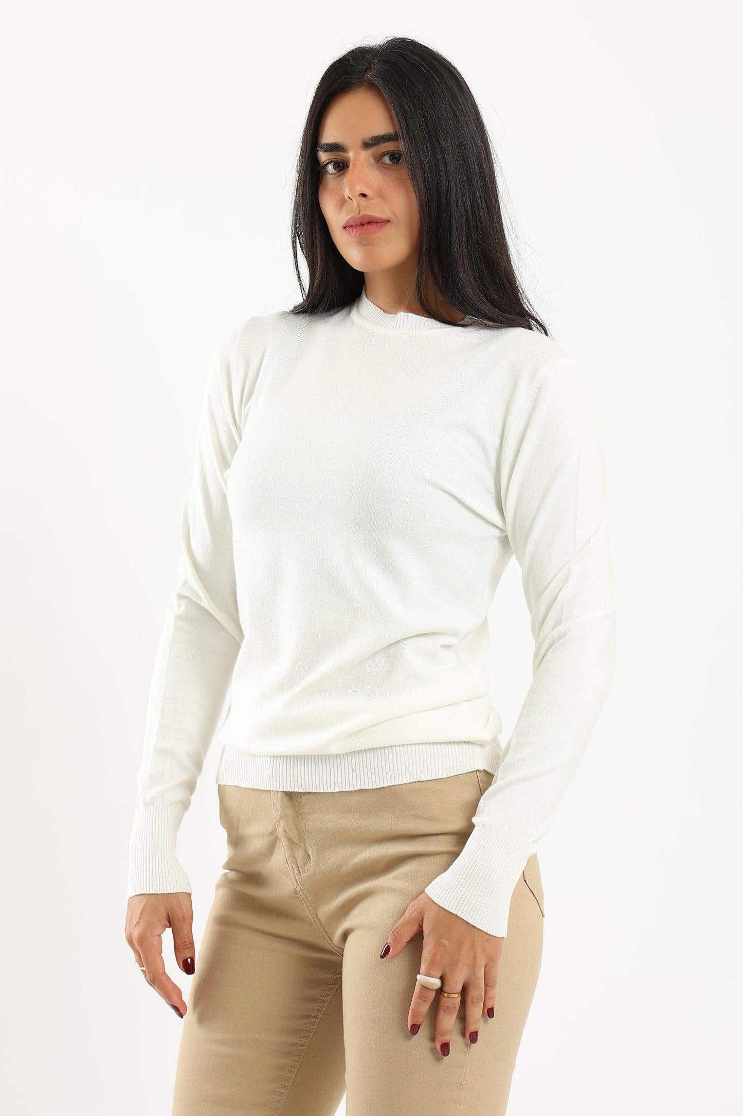 Ribbed Crew Neck Pullover - Carina - ÙƒØ§Ø±ÙŠÙ†Ø§