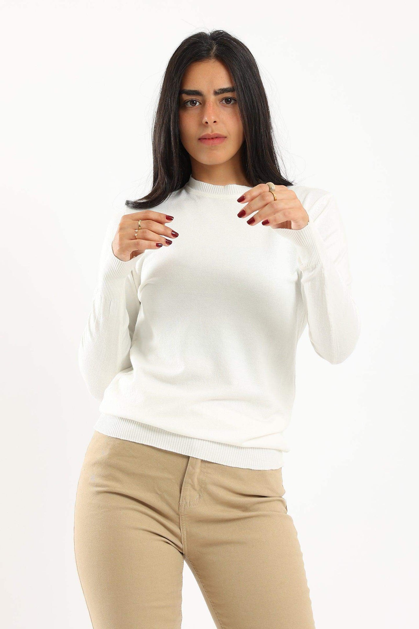 Ribbed Crew Neck Pullover - Carina - ÙƒØ§Ø±ÙŠÙ†Ø§