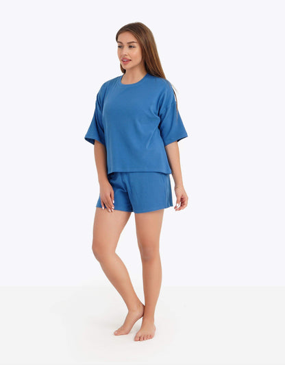 Ribbed Droped Shoulder Pyjama Set - Carina - ÙƒØ§Ø±ÙŠÙ†Ø§