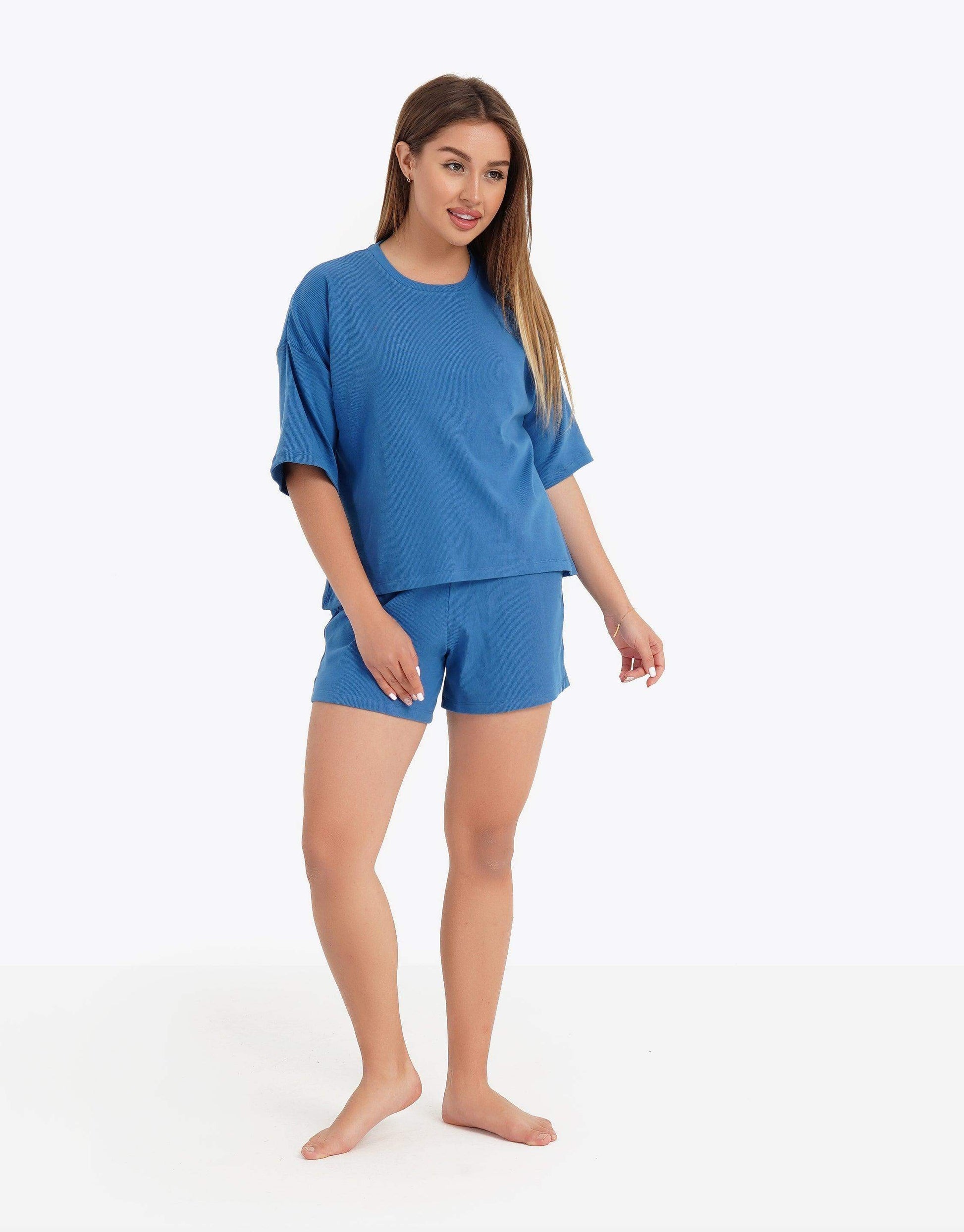 Ribbed Droped Shoulder Pyjama Set - Carina - ÙƒØ§Ø±ÙŠÙ†Ø§