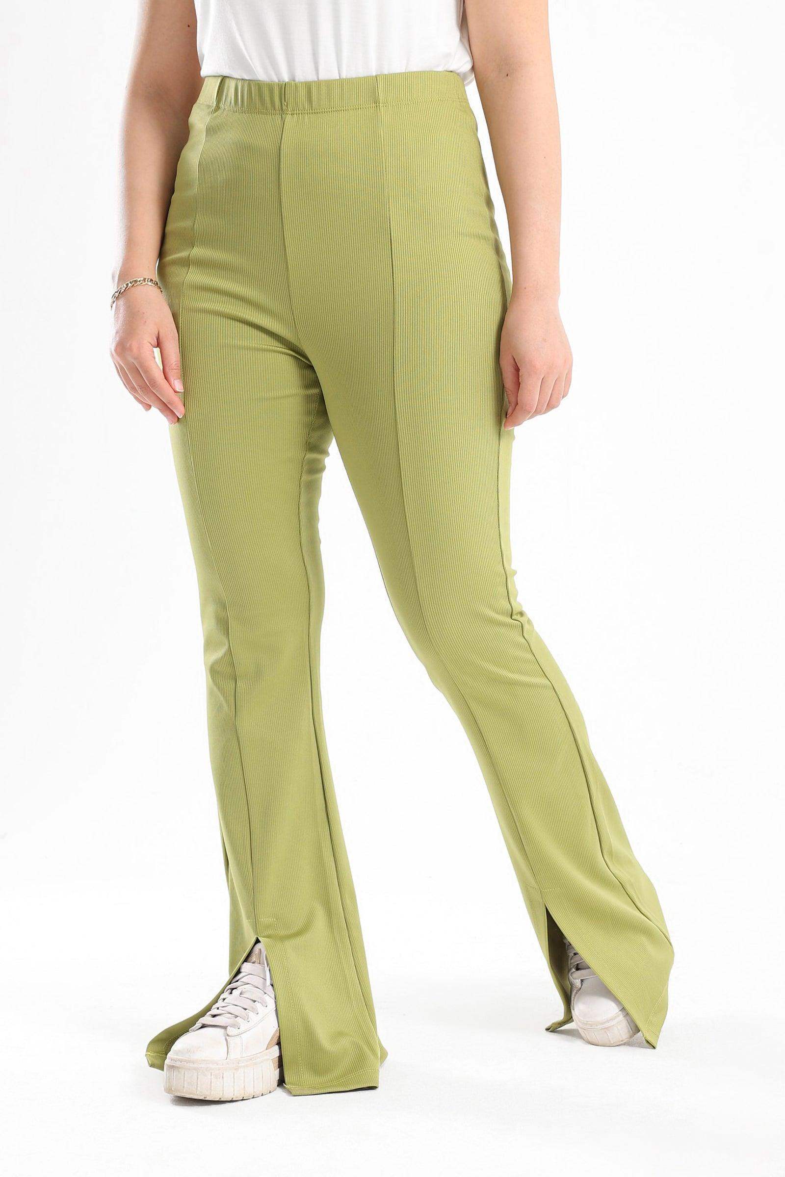 Ribbed Flared Pants With Front Slit - Carina - ÙƒØ§Ø±ÙŠÙ†Ø§