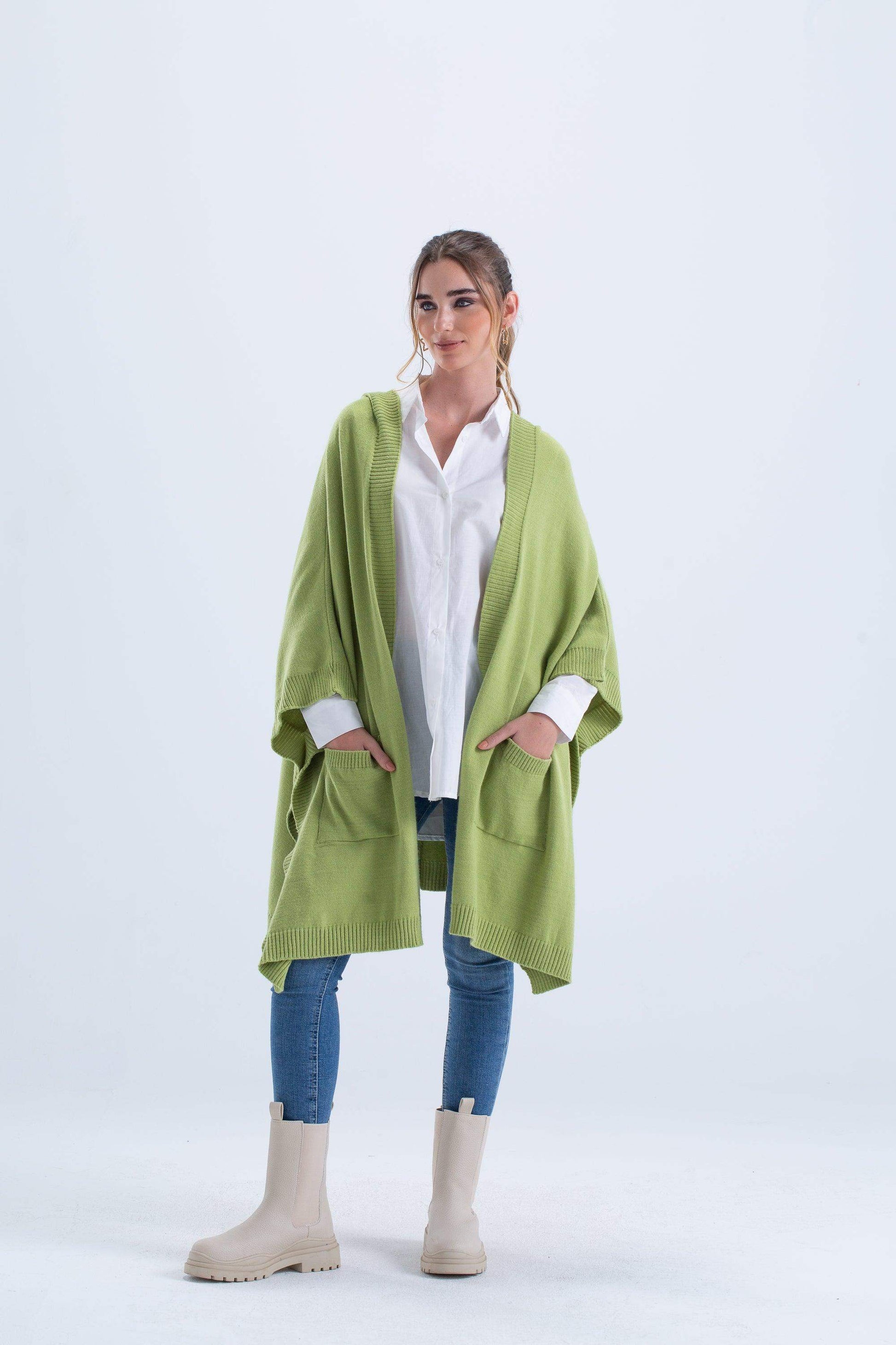 Ribbed Hem Hooded Poncho - Carina - ÙƒØ§Ø±ÙŠÙ†Ø§