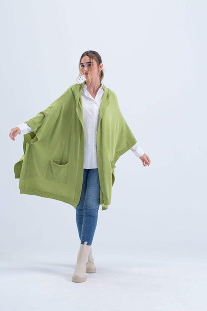 Ribbed Hem Hooded Poncho - Carina - ÙƒØ§Ø±ÙŠÙ†Ø§