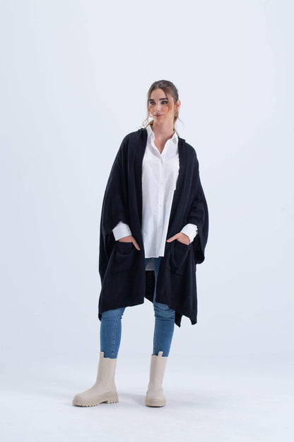 Ribbed Hem Hooded Poncho - Carina - ÙƒØ§Ø±ÙŠÙ†Ø§