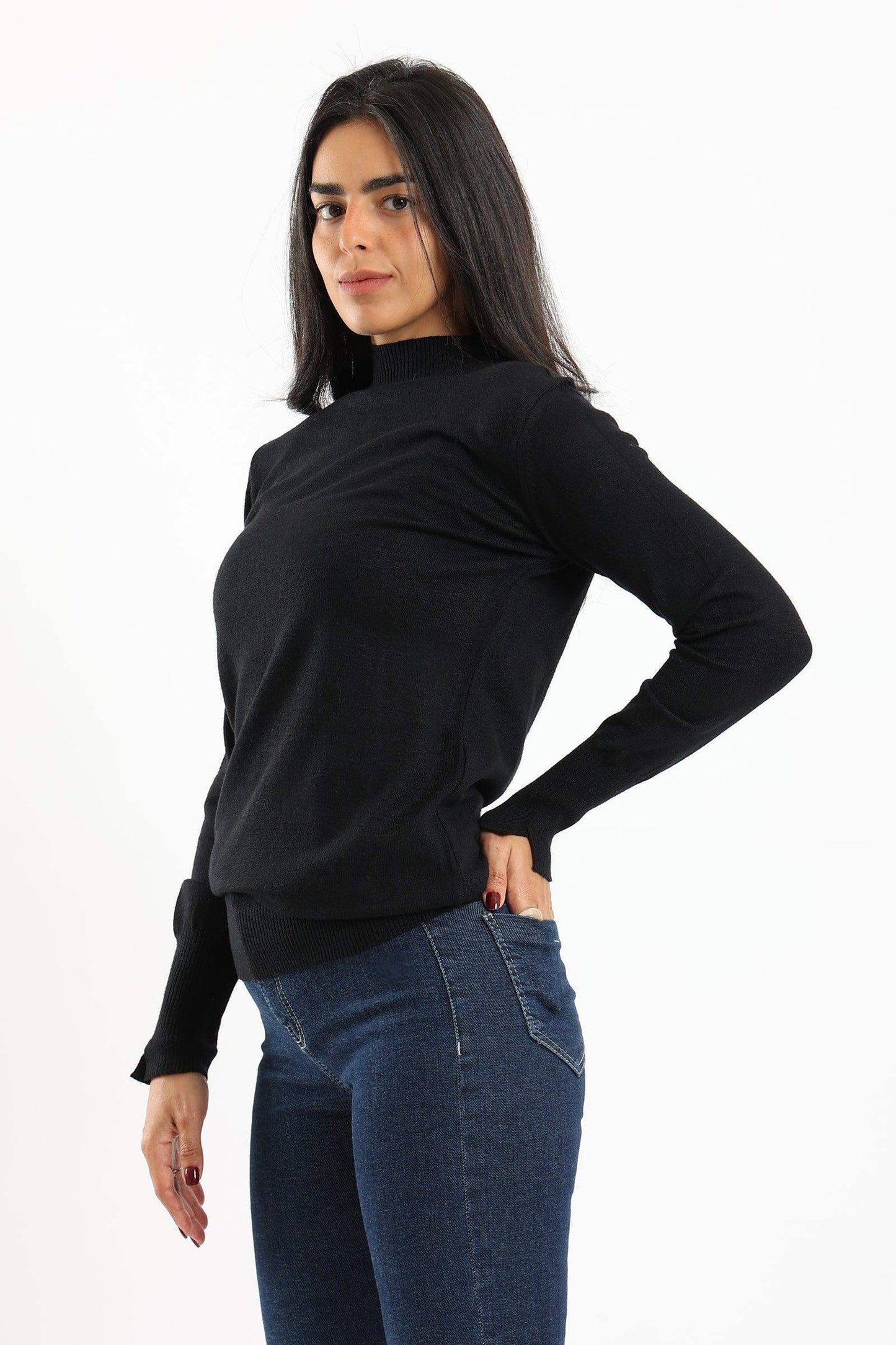 Ribbed Hem Plain Pullover - Carina - ÙƒØ§Ø±ÙŠÙ†Ø§