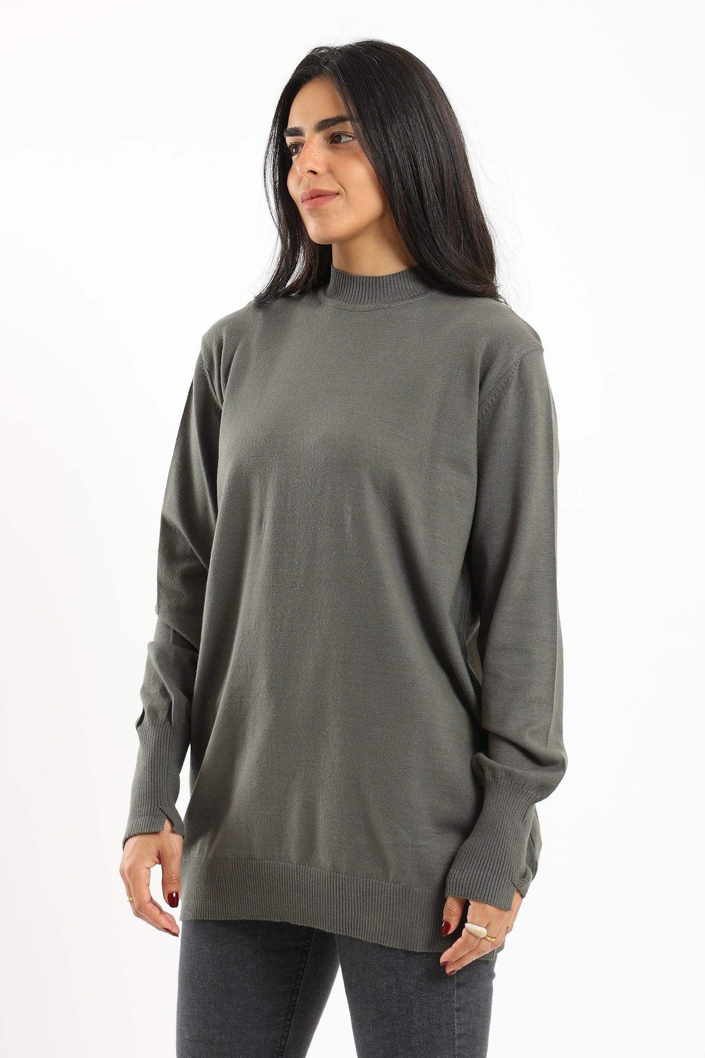 Ribbed Hem Plain Pullover - Carina - ÙƒØ§Ø±ÙŠÙ†Ø§