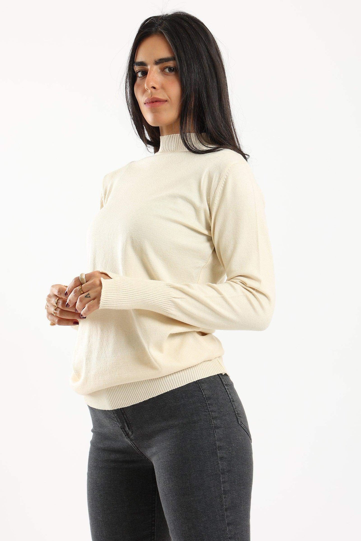 Ribbed Hem Plain Pullover - Carina - ÙƒØ§Ø±ÙŠÙ†Ø§