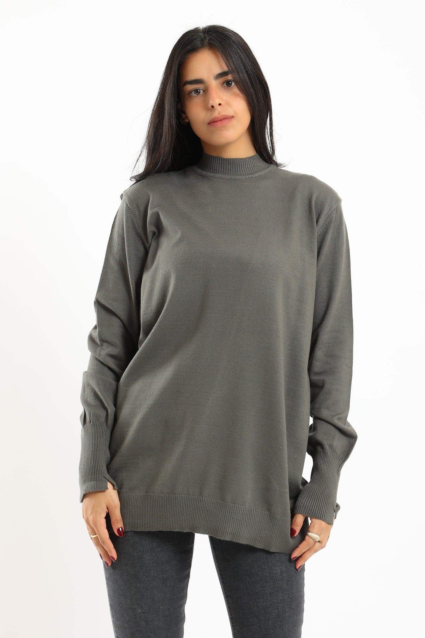 Ribbed Hem Plain Pullover - Carina - ÙƒØ§Ø±ÙŠÙ†Ø§