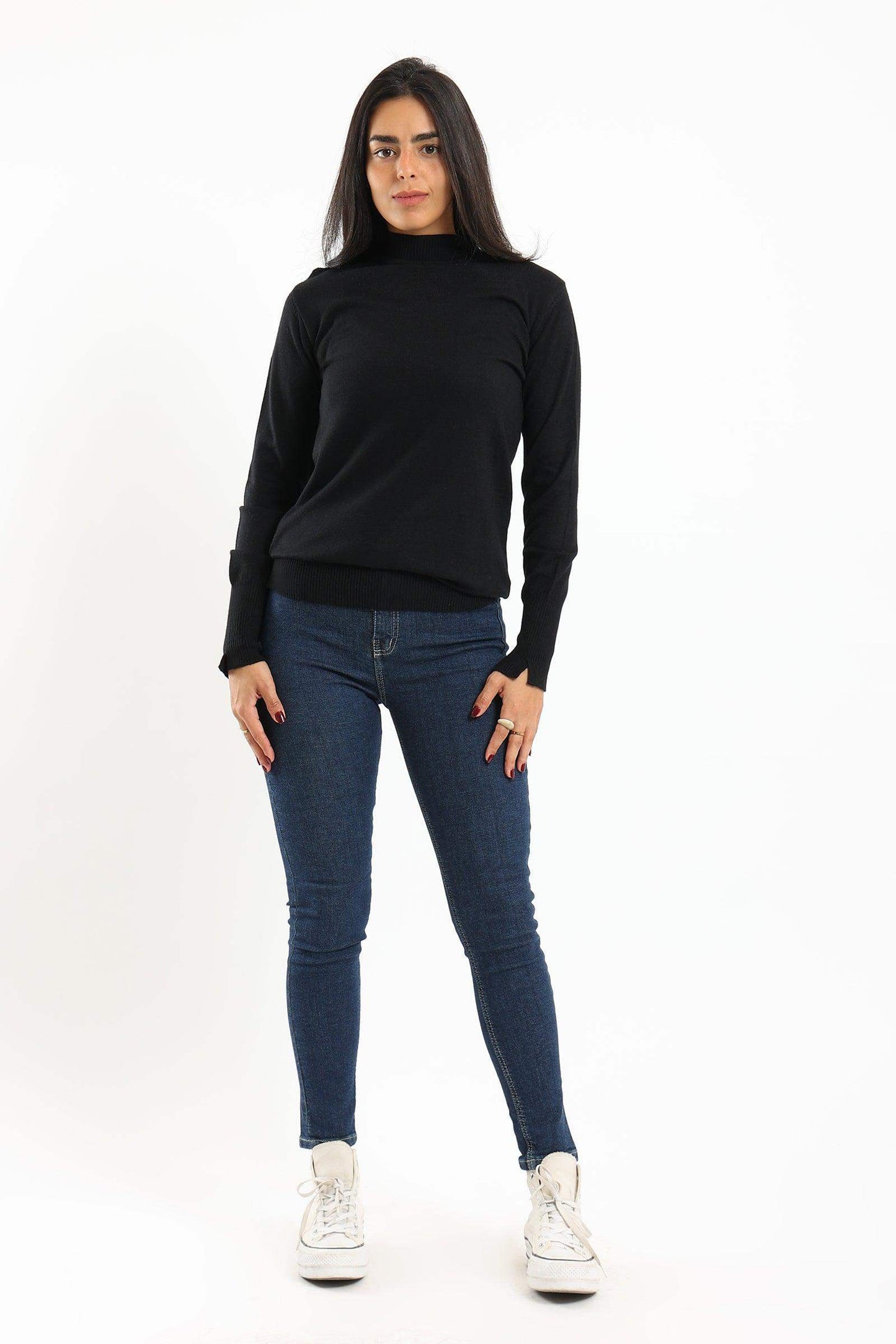 Ribbed Hem Plain Pullover - Carina - ÙƒØ§Ø±ÙŠÙ†Ø§