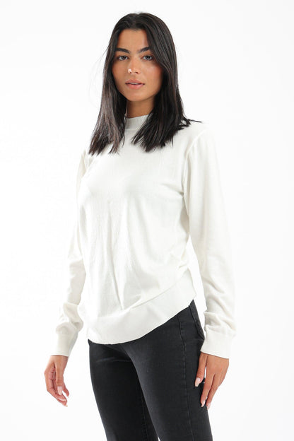 Ribbed Hemline Pullover - Clue Wear