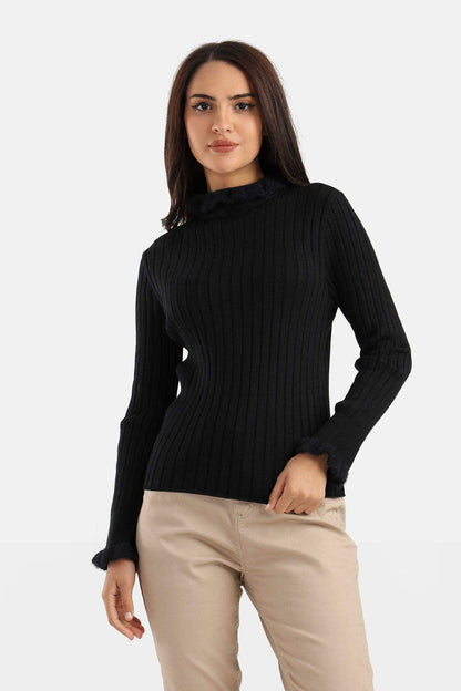 Ribbed High Neck Pullover - Carina - ÙƒØ§Ø±ÙŠÙ†Ø§