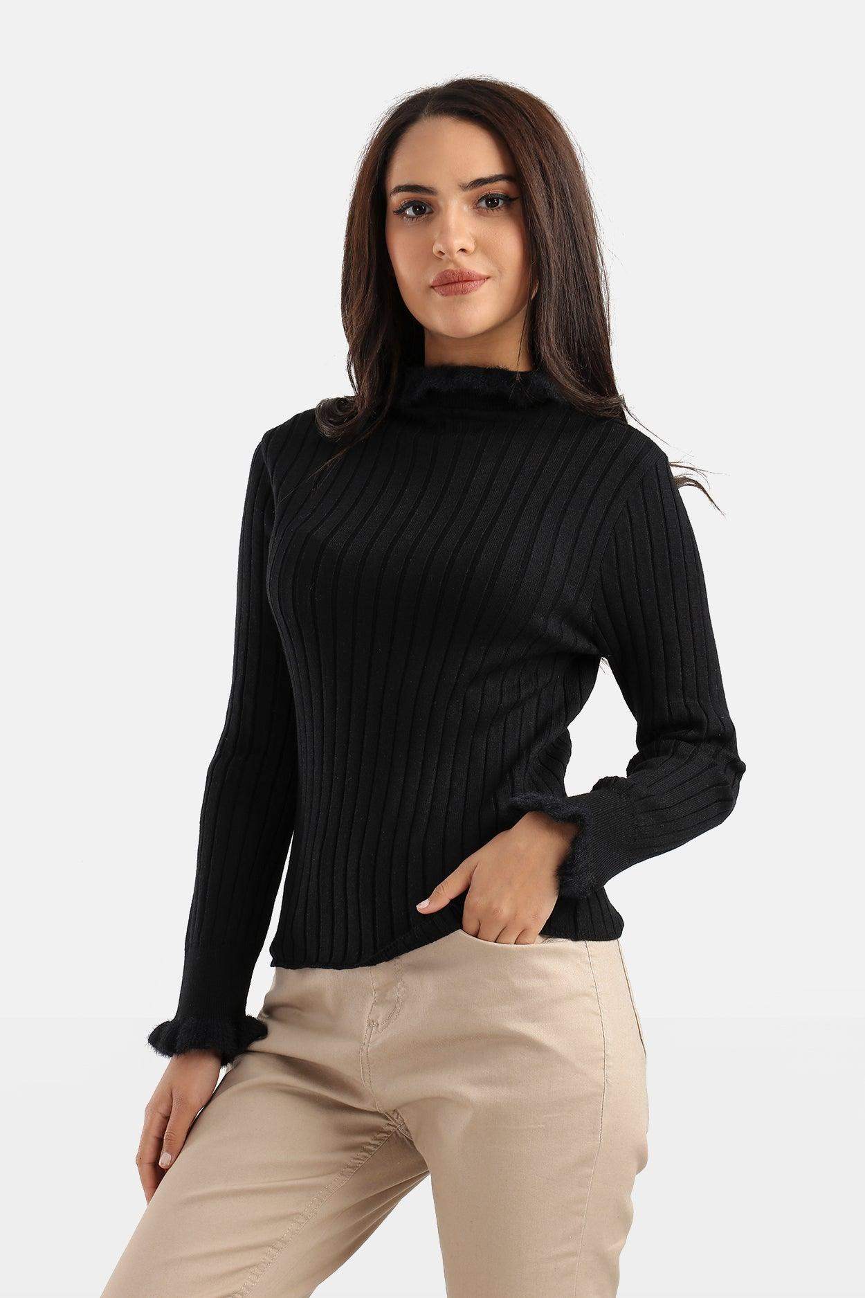 Ribbed High Neck Pullover - Carina - ÙƒØ§Ø±ÙŠÙ†Ø§