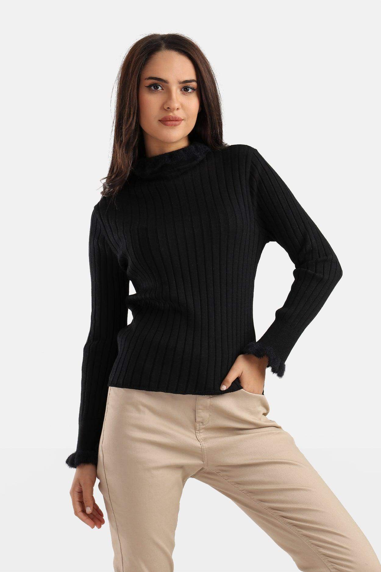 Ribbed High Neck Pullover - Carina - ÙƒØ§Ø±ÙŠÙ†Ø§