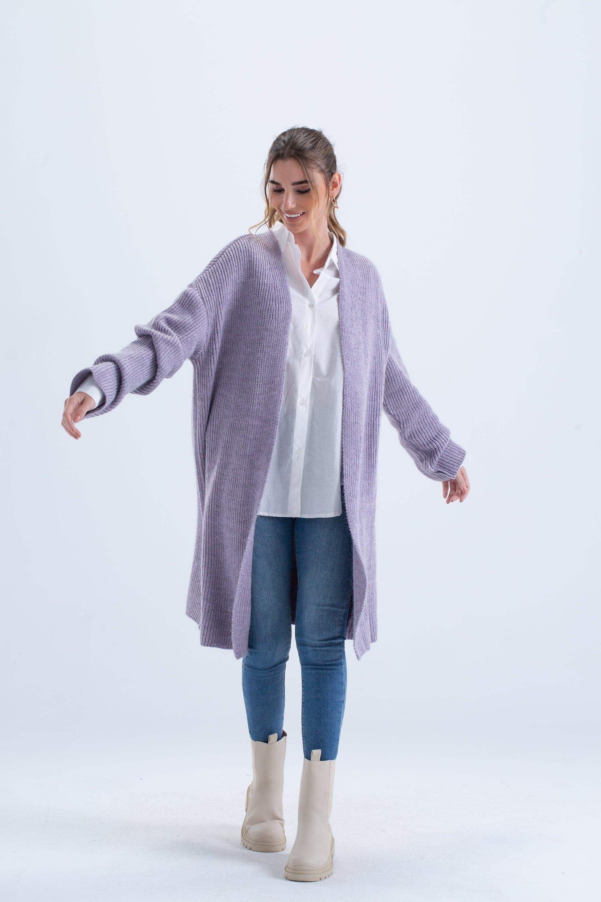 Ribbed Knitted Cardigan - Carina - ÙƒØ§Ø±ÙŠÙ†Ø§