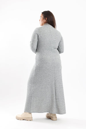 Ribbed Maxi Dress With Long Sleeves - Clue Wear