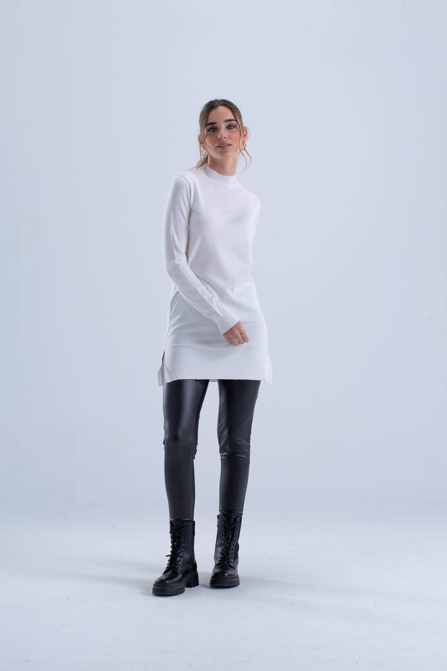 Ribbed Mock Neck Pullover - Carina - ÙƒØ§Ø±ÙŠÙ†Ø§