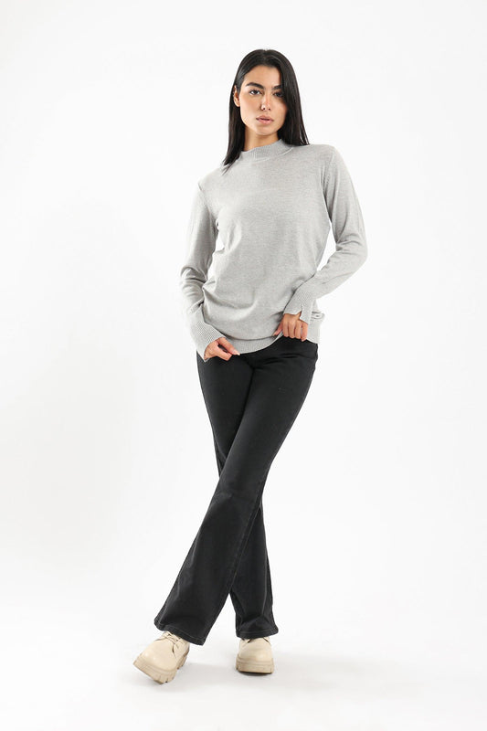 Ribbed Mock Neck Pullover - Clue Wear