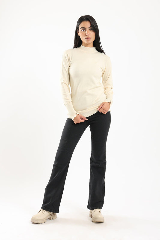 Ribbed Mock Neck Pullover - Clue Wear