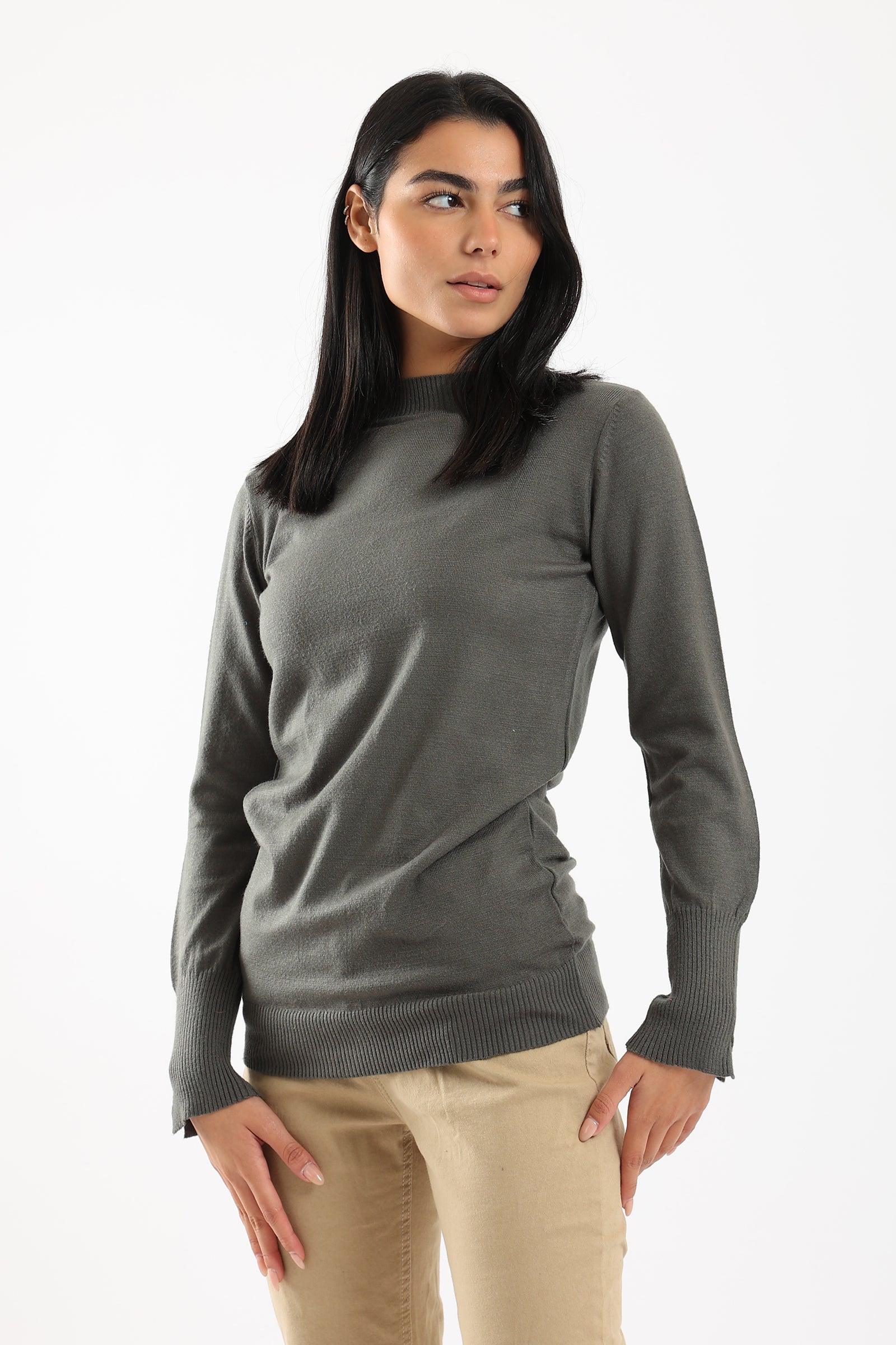 Ribbed Mock Neck Pullover - Clue Wear