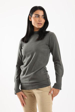 Ribbed Mock Neck Pullover - Clue Wear