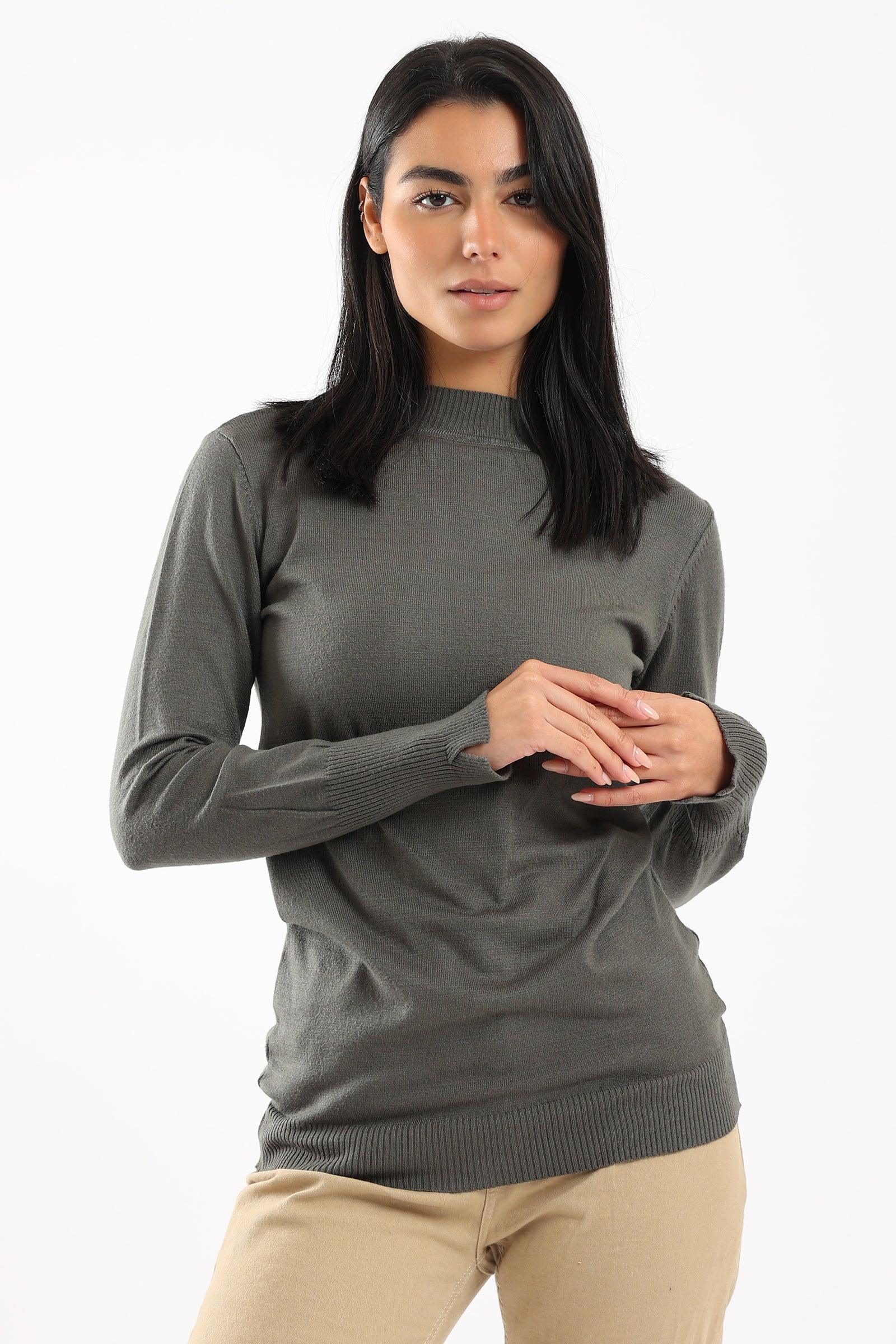 Ribbed Mock Neck Pullover - Clue Wear