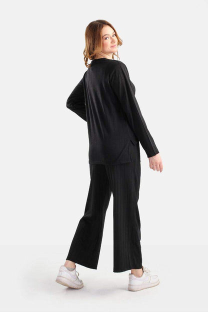 Ribbed Round Neck Loungewear - Carina - ÙƒØ§Ø±ÙŠÙ†Ø§