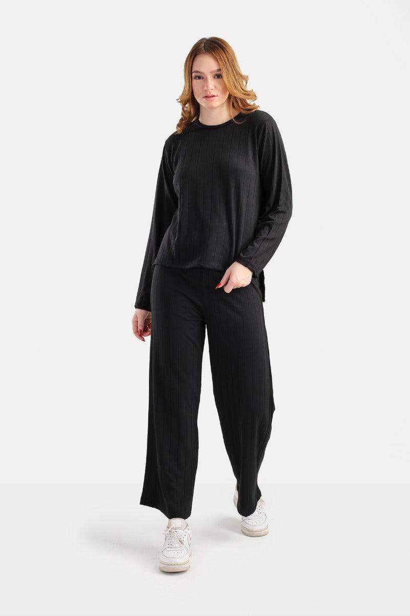 Ribbed Round Neck Loungewear - Carina - ÙƒØ§Ø±ÙŠÙ†Ø§