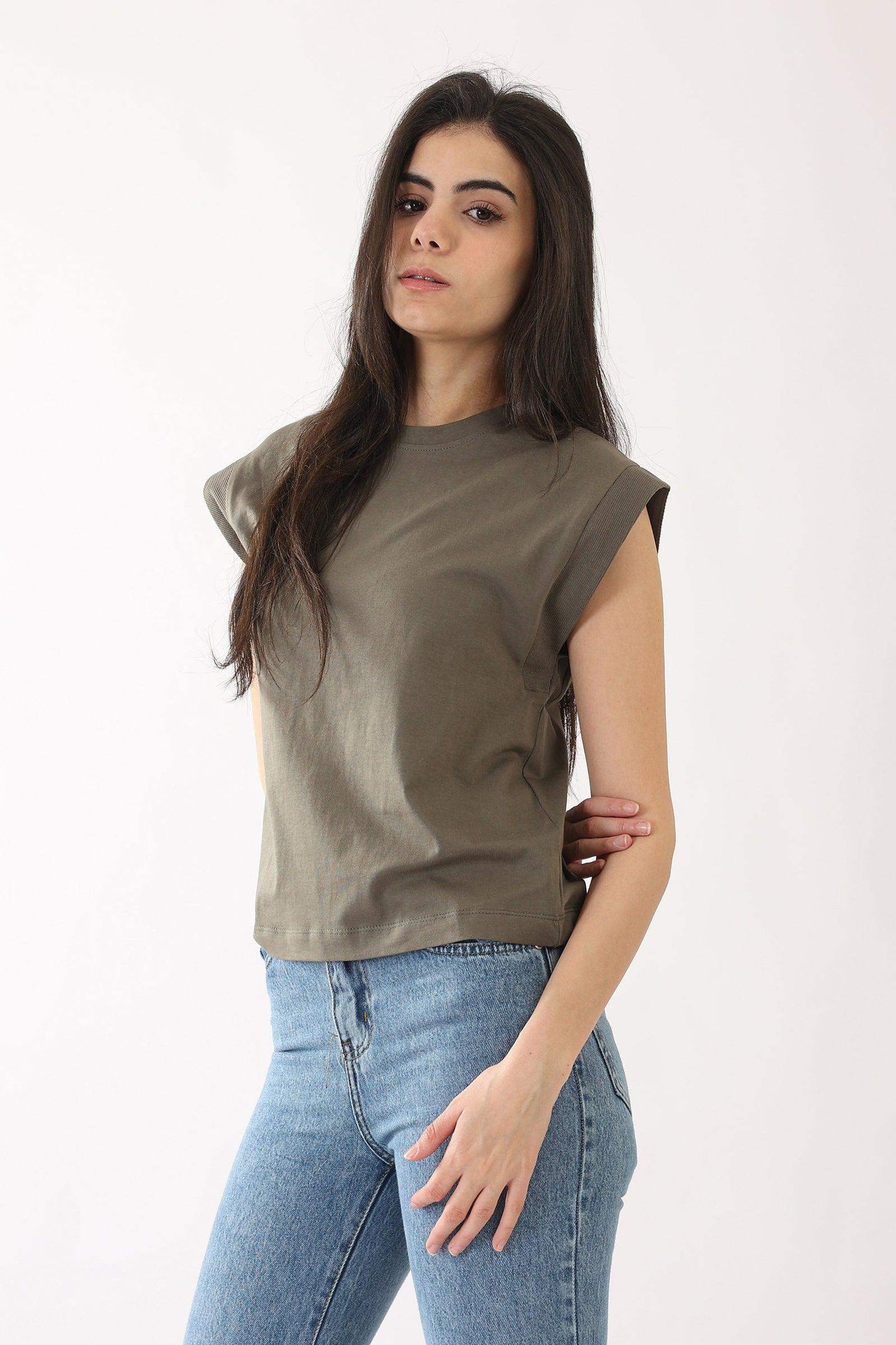 Ribbed Shoulder Detail Top - Carina - ÙƒØ§Ø±ÙŠÙ†Ø§