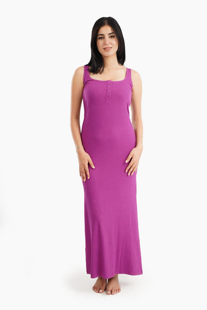 Ribbed Sleeveless Long Nightgown - Carina - ÙƒØ§Ø±ÙŠÙ†Ø§