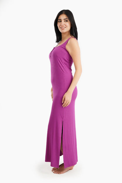 Ribbed Sleeveless Long Nightgown - Carina - ÙƒØ§Ø±ÙŠÙ†Ø§