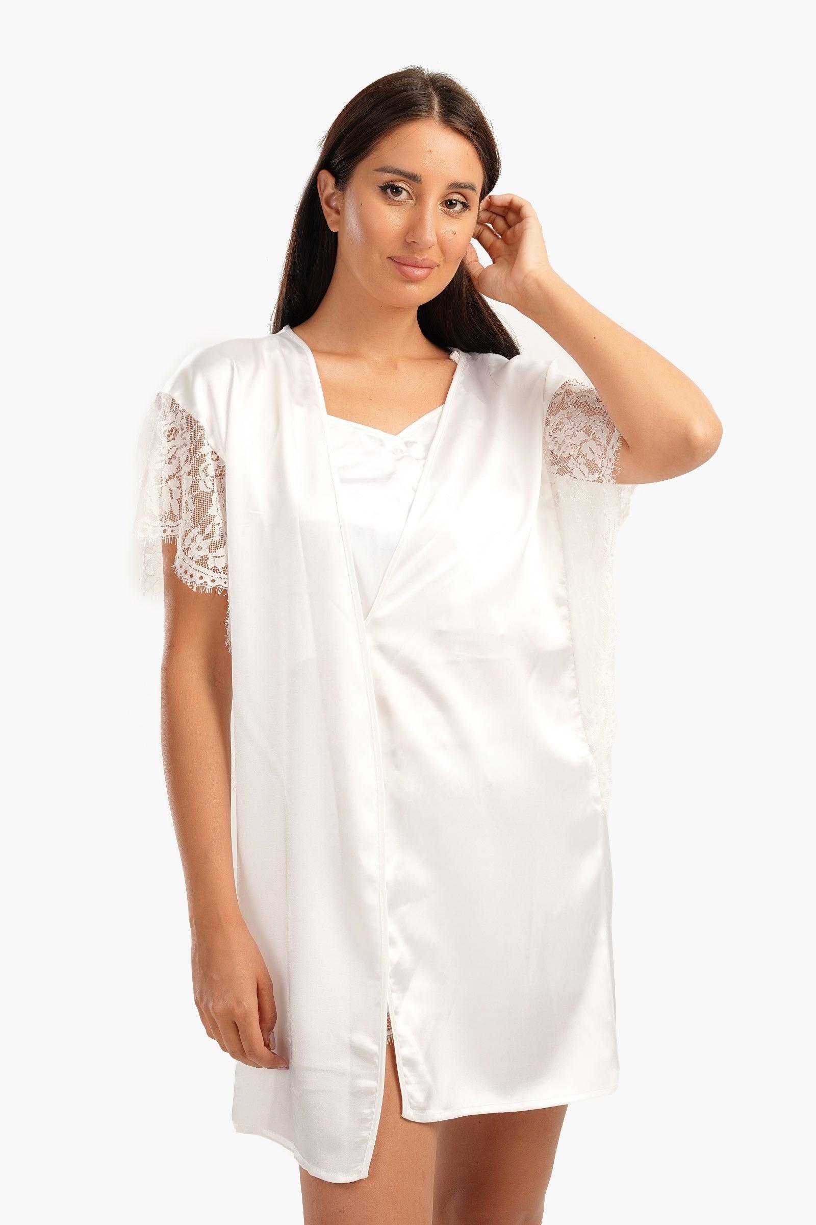 Robe with Lace Short Sleeves - Carina - ÙƒØ§Ø±ÙŠÙ†Ø§