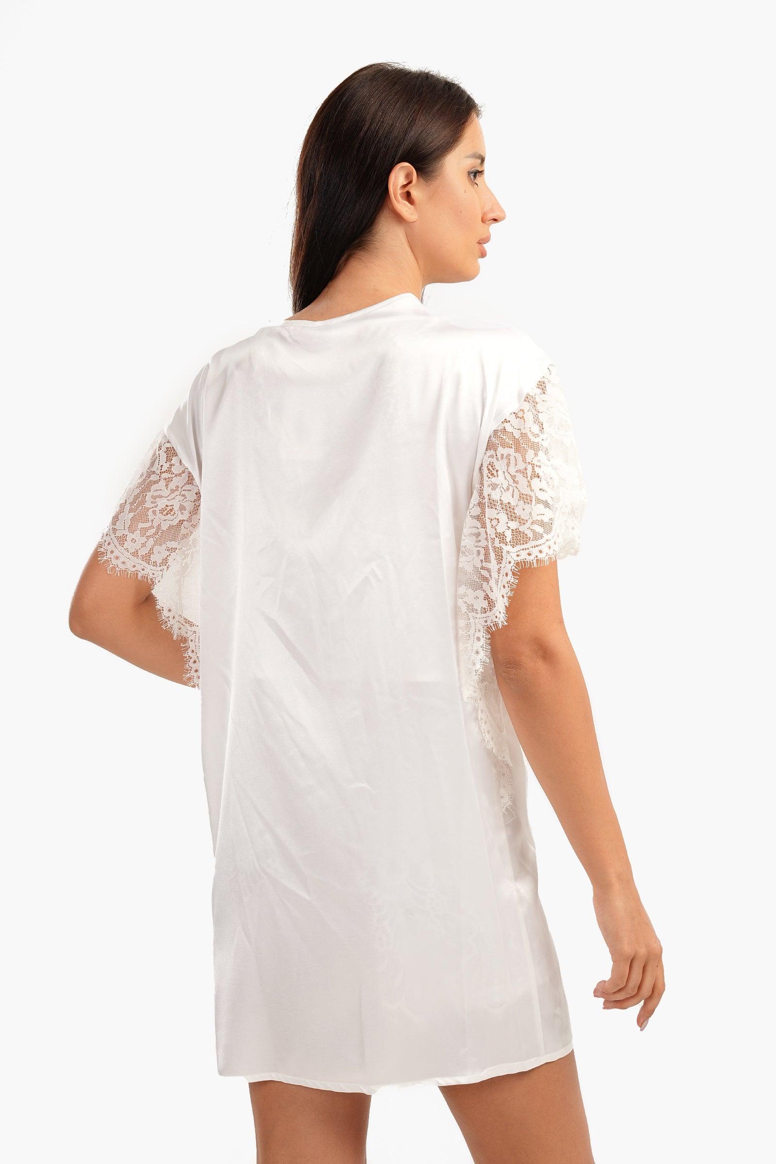 Robe with Lace Short Sleeves - Carina - ÙƒØ§Ø±ÙŠÙ†Ø§