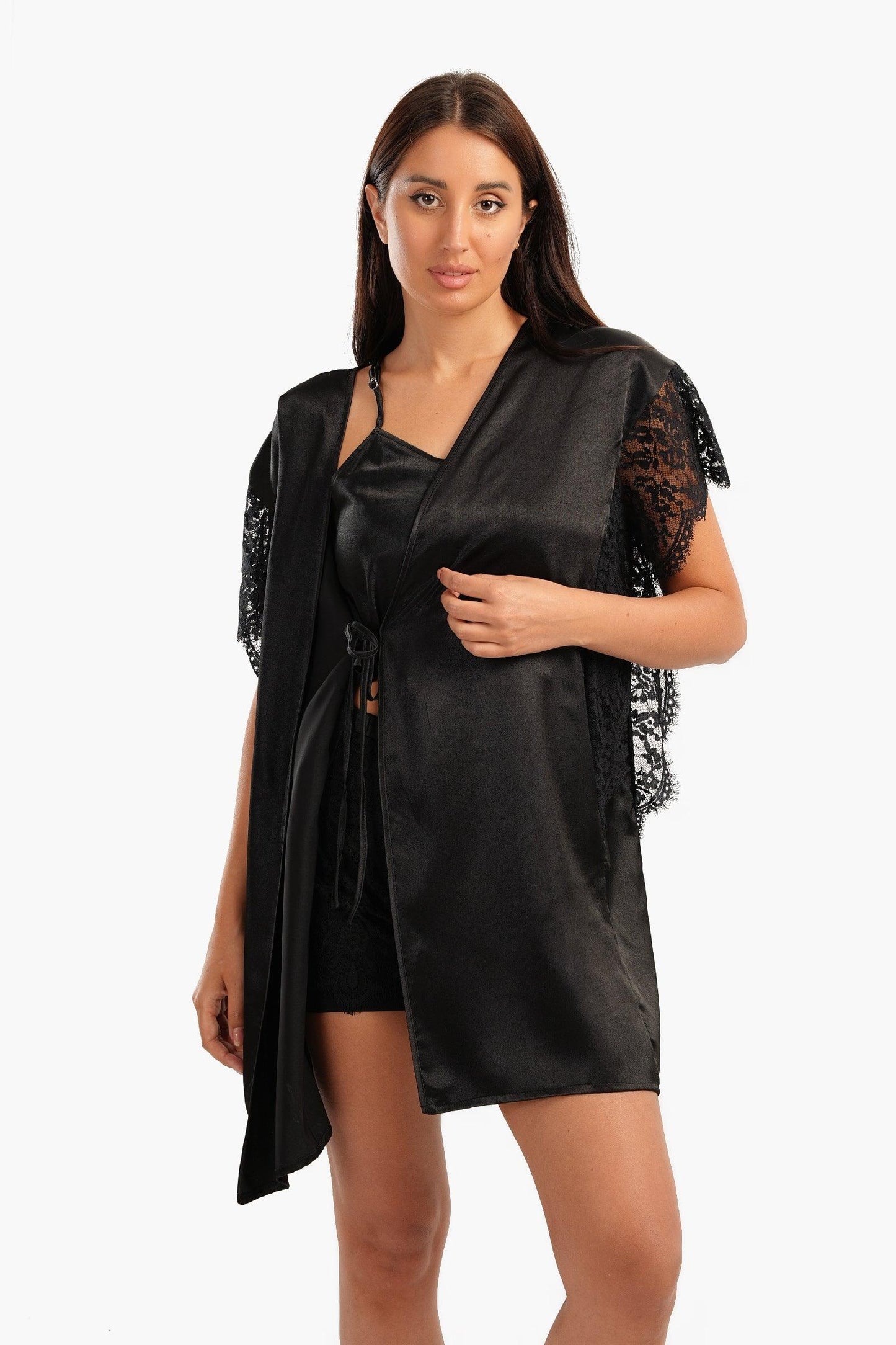 Robe with Lace Short Sleeves - Carina - ÙƒØ§Ø±ÙŠÙ†Ø§