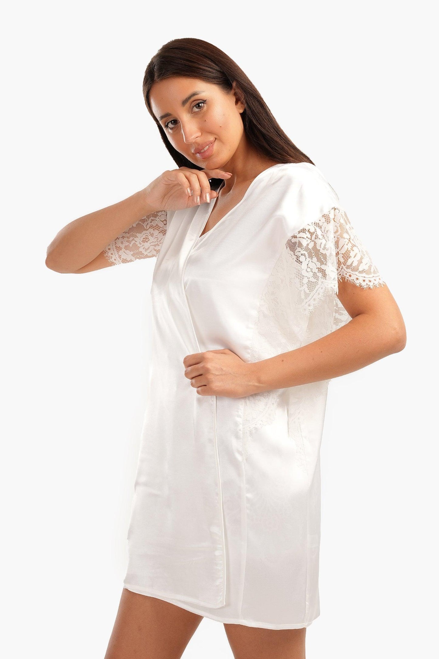 Robe with Lace Short Sleeves - Carina - ÙƒØ§Ø±ÙŠÙ†Ø§