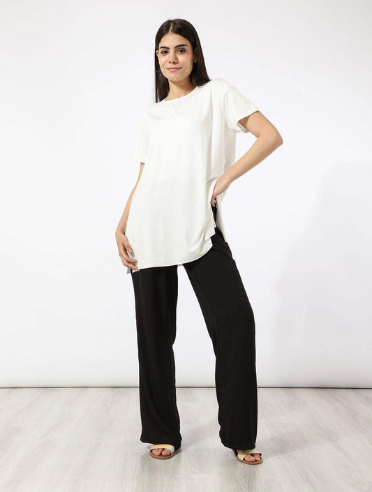 Round Basic T-shirt with 2 Slits - Carina - ÙƒØ§Ø±ÙŠÙ†Ø§