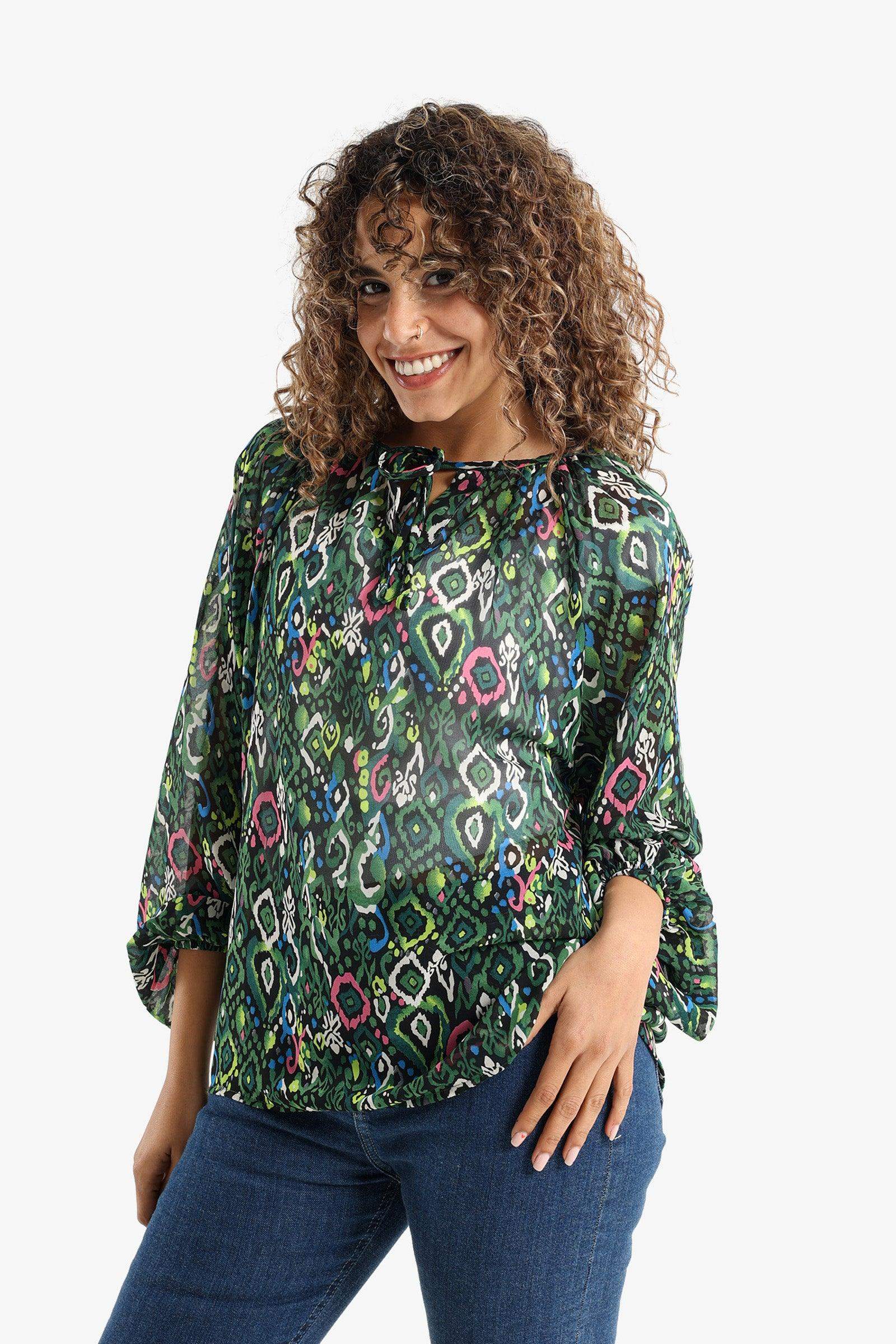 Round Neck Drawstring Blouse - Carina - ÙƒØ§Ø±ÙŠÙ†Ø§